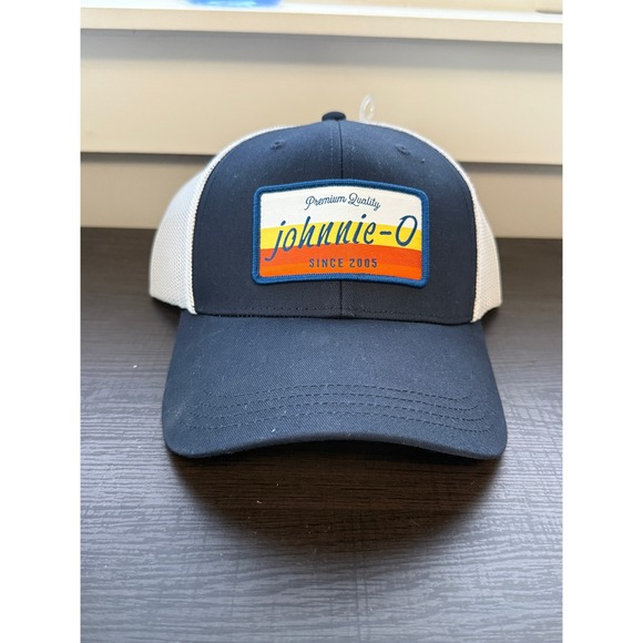 Johnnie-O Sunrise Trucker Hat Navy Blue White Mesh Back Cap One Size Baseball - Picture 1 of 4